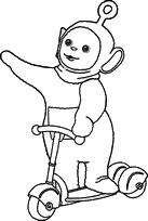 coloriage Telettubies sur sa trottinette